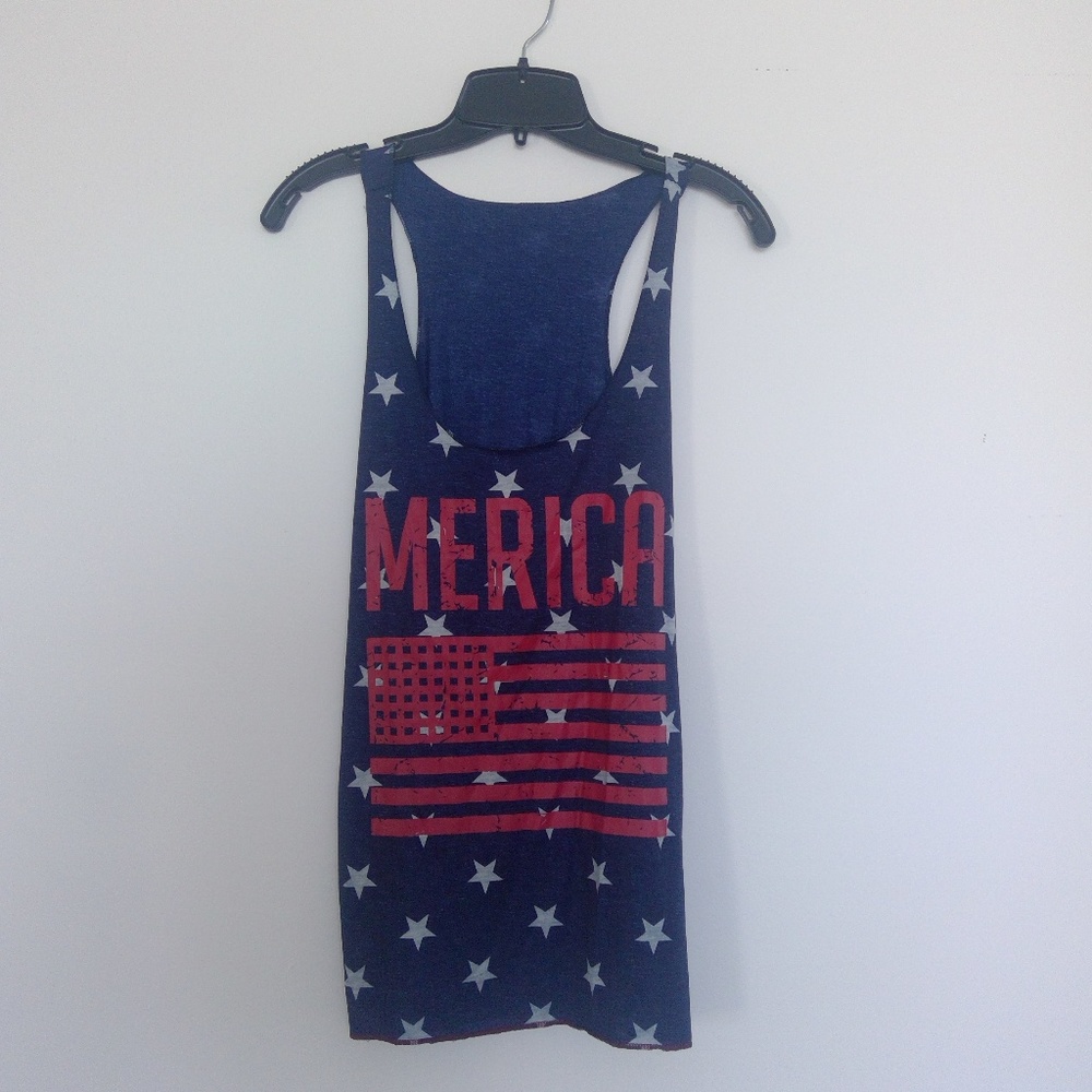 4TH OF JULY American flag star stripes tank top